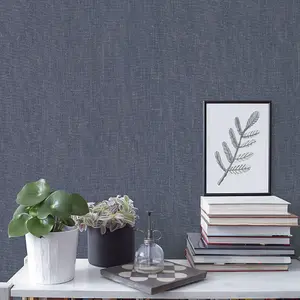 Galerie Geometrix Navy Grey Denim Texture Smooth Wallpaper