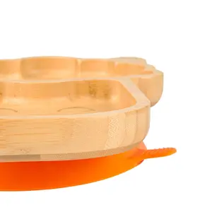 Tiny Dining - Children's Bamboo Suction Llama Plate - Orange