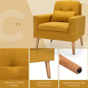 Costway Modern Upholstered Accent Sofa Chair Button Tufted Armchair Leisure Lounge Chair Yellow