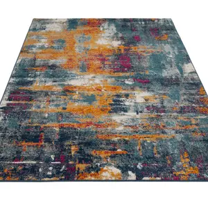 Blue Navy Multicoloured Abstract Burst Area Rug 120x170cm