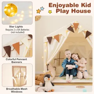 COSTWAY Kids Play Tent with Mat Indoor Toddler Teepee House 2 Opening Doors