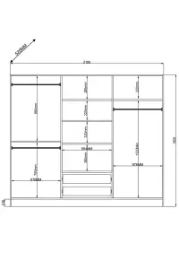 ELISE 6 Door 2 Drawer Mirrored White Wardrobe