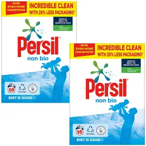 Persil Non-Bio Washing Powder with Biodegradable Ingredients, 60 Washes, 2Pk