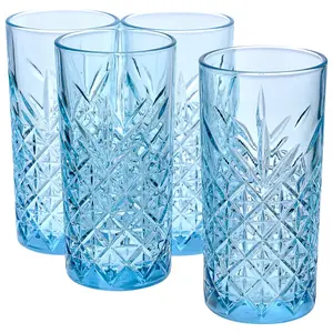 URBNLIVING 450ml 8 Pcs Whisky Scotch Vodka Tumbler Blue Glassware Sets