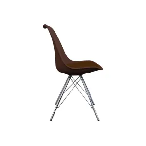 Soho Chocolate Brown Plastic Dining Chair with Chrome Metal Legs