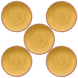 Purely Home Rustic Swirl Yellow Melamine Dinner Plates - Set of 5