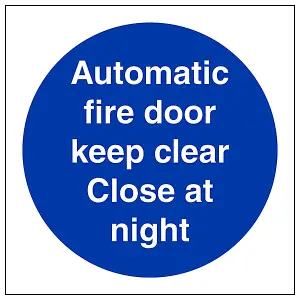 Auto Fire Door Keep Clear Close Night Sign Glow in Dark 100x100mm (x3)