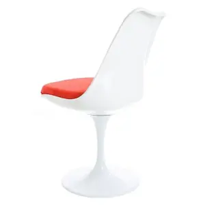 White Tulip Dining Chair with Luxurious Red Cushion