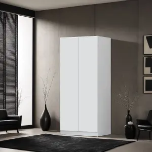 2 Door Wardrobe Double Door Push To Open Slow Close Matt White Finish