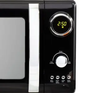 Daewoo Black 3PCs Kensington Collection Matching Pyramid Kettle Microwave & Toaster Set 2-Slice 3000W Rapid Boil