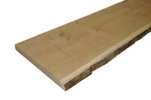 Natural Waney edge Oak Furniture board, (L)1.8m (W)250mm-300mm (T)25mm