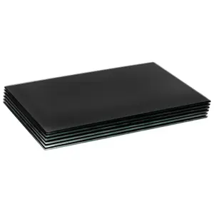 Harbour Housewares - Glass Placemats - 50cm x 40cm - Black - Pack of 6