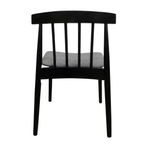 Goran Dining Chair Black Frame Grey Seat (Pair in Box)