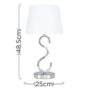 ValueLights Cabonna Modern Sleek Design Polished Chrome Touch Table Lamp with White Light Shade