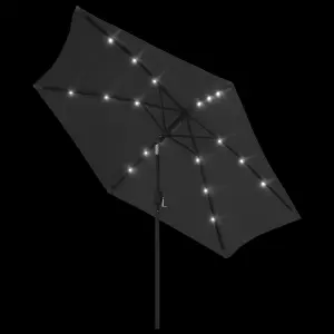 Berkfield Outdoor Parasol with LED Lights and Steel Pole 300cm Anthracite