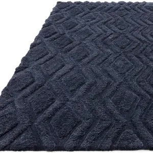 Blue Modern , Shaggy Easy to Clean Geometric Rug for Living Room, Bedroom - 200 X 290cm