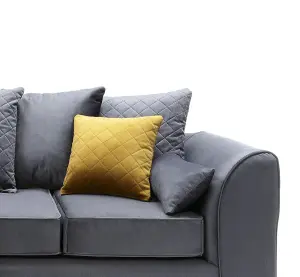 Chicago Velvet Left Facing Corner Sofa in Dark Grey