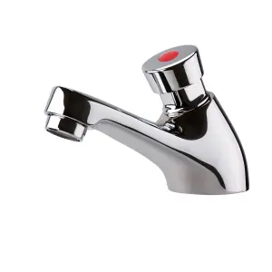 ENKI Ergo Chrome Non Concussive Pillar Hot & Cold Basin Taps Time Adjustable BT4006