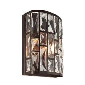 Luminosa Belle 1 Light Indoor Wall Light Dark Bronze with Crystal, E14