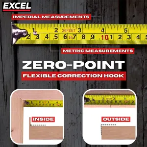 Excel Tape Measure 8m/26ft Pack of 5