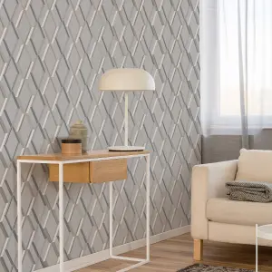 Superfresco Easy Prestige Grey Gold effect Geometric Smooth Wallpaper