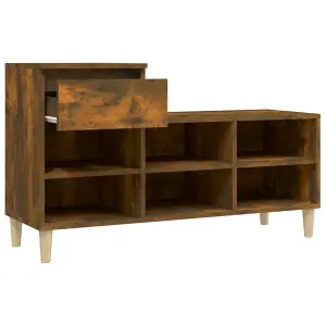 Berkfield Shoe Cabinet Smoked Oak 102x36x60 cm Engineered Wood