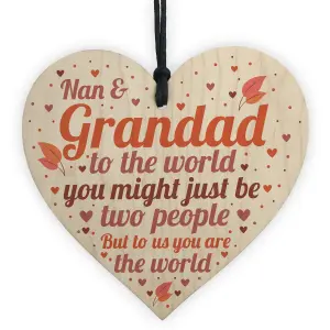 Red Ocean THANK YOU Gift For Nan And Grandad Wooden Heart Birthday Christmas Keepsake Grandparent Gift