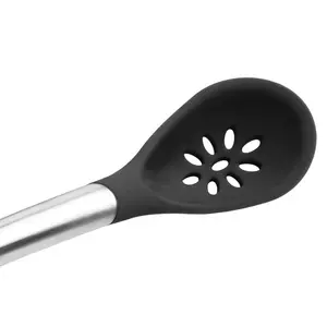 Cuisipro Silicone Slotted Spoon, Black, Heat and Stain Resistant, Dishwasher Safe, 30.5cm Black