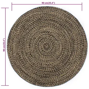 Handmade Rug Jute Black and Natural 90 cm