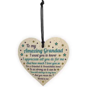 Handmade Grandad Amazing Plaque Heart Grandparent Gifts For Grandad Birthday Christmas