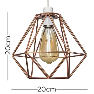 ValueLights Diablo Pair of Modern Geometric Copper Metal Basket Cage Ceiling Pendant Light Shades