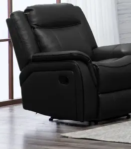 New Hampshire Black 3 Piece Sofa Suite Reclining Armchairs Leatherair Leather 3 + 1 + 1