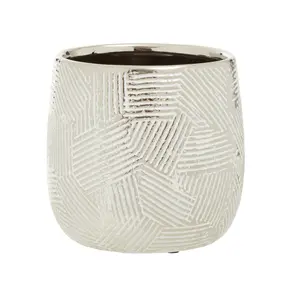 Interiors by Premier Honna Small White Silver Ceramic Planter