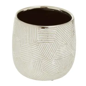 Interiors by Premier Honna Small White Silver Ceramic Planter