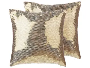 Set of 2 Cushions ASTER 45 x 45 cm Solid Gold