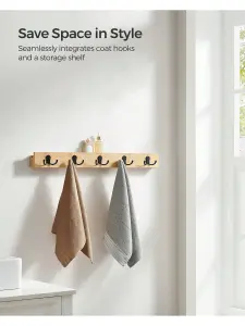 SONGMICS Wall-Mounted Coat Rack, Coat Hooks With Shelf, 5 Double Metal Hooks, Space-Saving, For Hallway, Each Loads Up To 55 Lb