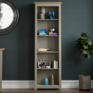 Vida Designs Arlington Grey 5 Tier Bookcase Freestanding Shelving Unit (H)1750mm (W)600mm (D)240mm