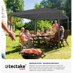 Gazebo Baraban - 3 x 3 m, with 3 side panels, weather & UV-resistant, guy ropes incl. - grey