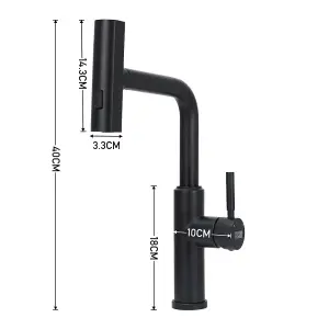 Black Retractable Pulldown Kitchen Mixer Tap Faucet