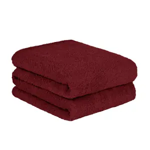 Brentfords Teddy Fleece Blanket Large Throw Over Bed, Wine - 200 x 240cm