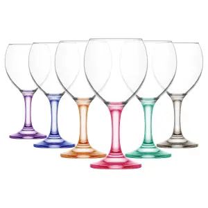 LAV 260ml Misket Wine Glasses - Coloured Stem - Pack of 6