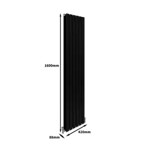 Designer Flat Radiator - 1600 x 420mm - Black