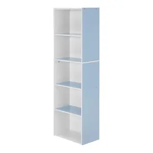 Aliesha Open Shelf Bookcase Light Blue/White / 132.1cm H x 40.1cm W x 23.9cm D