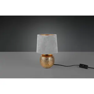 Luminosa Sophia Modern Table Lamp with Round Tapered Shade Gold Grey Shade - UK Stock