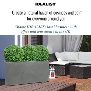 IDEALIST™ 100cm Trough Garden Planter, Grey Reinforced Stone Outdoor Large Plant Pot L100 W36 H51 cm, 185L