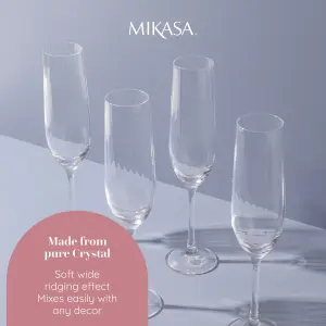 Mikasa Treviso Crystal Champagne Flute Glasses, Set of 4, 190ml