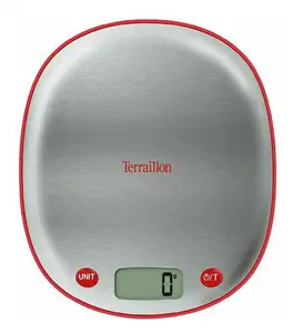 Terraillon Macaron Inox - 5kg stainless steel kitchen scale - Red base