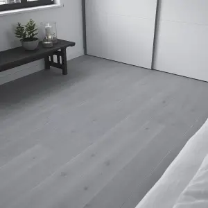 GoodHome Baila Grey Natural Oak Wood effect Textured Click vinyl Planks