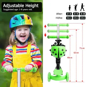 Children's Scooter with Removable Seat, Flashing LED Wheels, Height-Adjustable, aged 3 and over