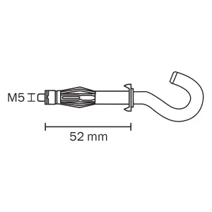 Diall Steel L-hook Hollow wall anchor M5 (L)52mm, Pack of 4